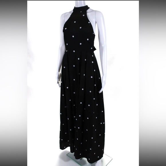 Fame & Partners x Free People The Sarr Polka Dot Wide Leg Jumpsuit 0 Black - Picture 3 of 5